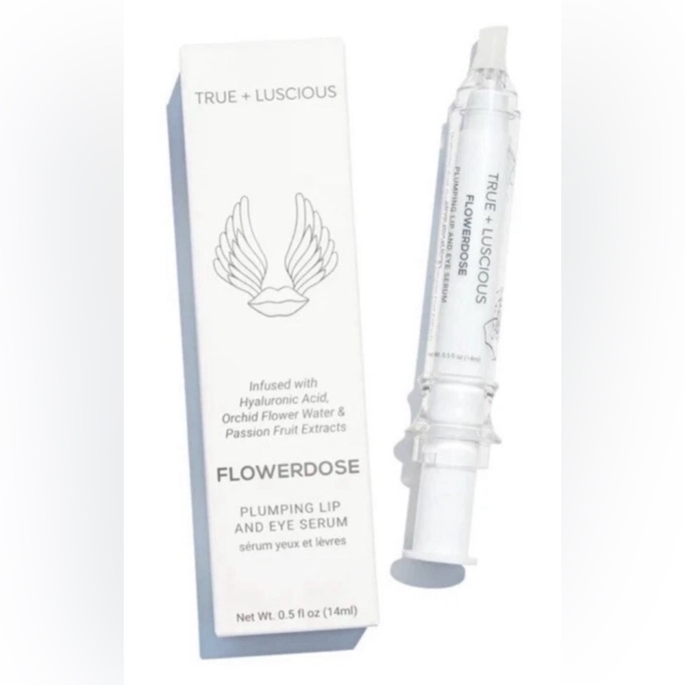 True + Luscious Flowerdose Plumping Lip & Eye Serum 0.5 fl oz/14 ml Sealed Vegan